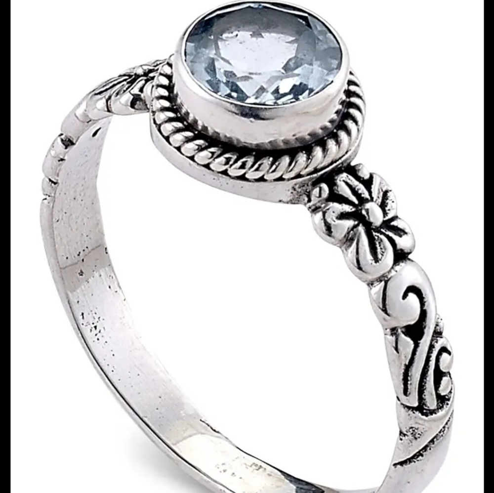 Samuel B. Round Blue Topaz Ring